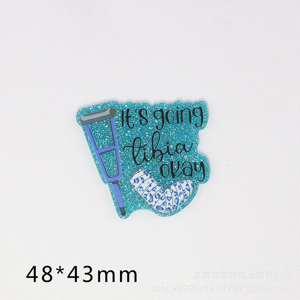 Wholesale   10pcs  New loose powder cross-border cartoon letter drink love bag j05ewelry acrylic pin DIY patch accessories